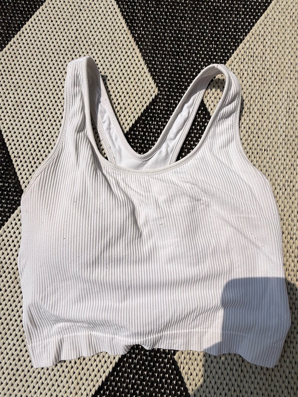 White Ribbed Racerback Bralette